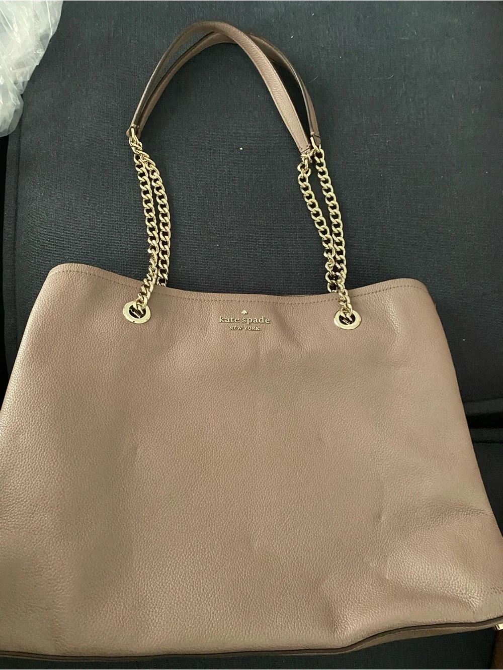 kate spade Mauve Pink Leather Shoulder Tote with Chain Straps
